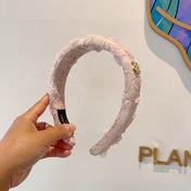 LIGHT PINK FABRIC WITH ROSE LACE TRIM HAIRBAND 414413