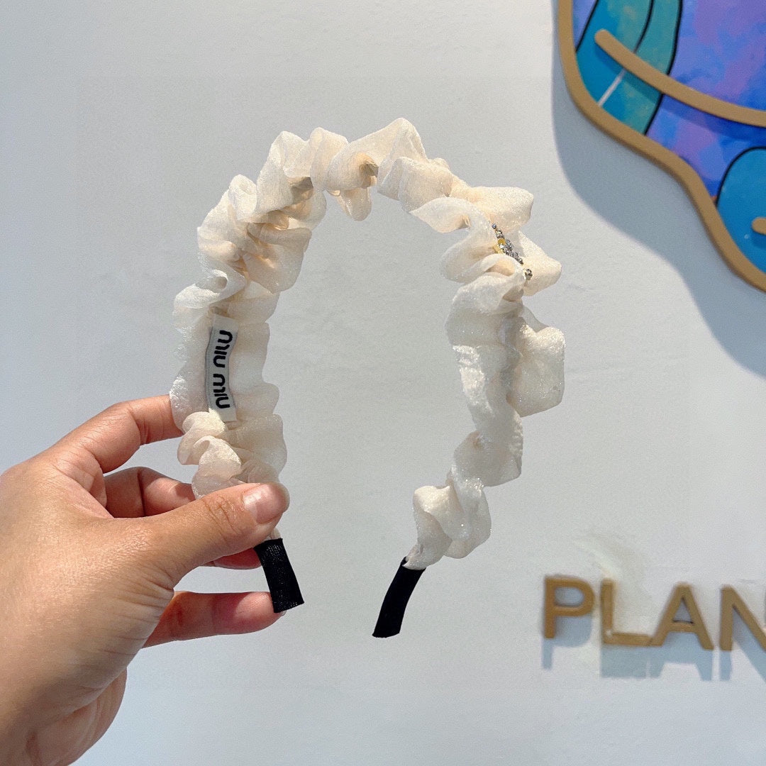 HEADBAND IN WHITE VOILE FABRIC 427317