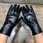 GLOVES IN BLACK EMBOSSED LAMBSKIN 465060