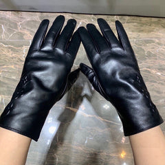GLOVES IN BLACK EMBOSSED LAMBSKIN 465060