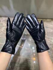 GLOVES IN BLACK EMBOSSED LAMBSKIN 465060
