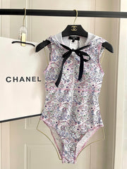 CC BIKINI SWIMSUIT SET IN WHITE AND FISH COLORFUL PRINTED 604253