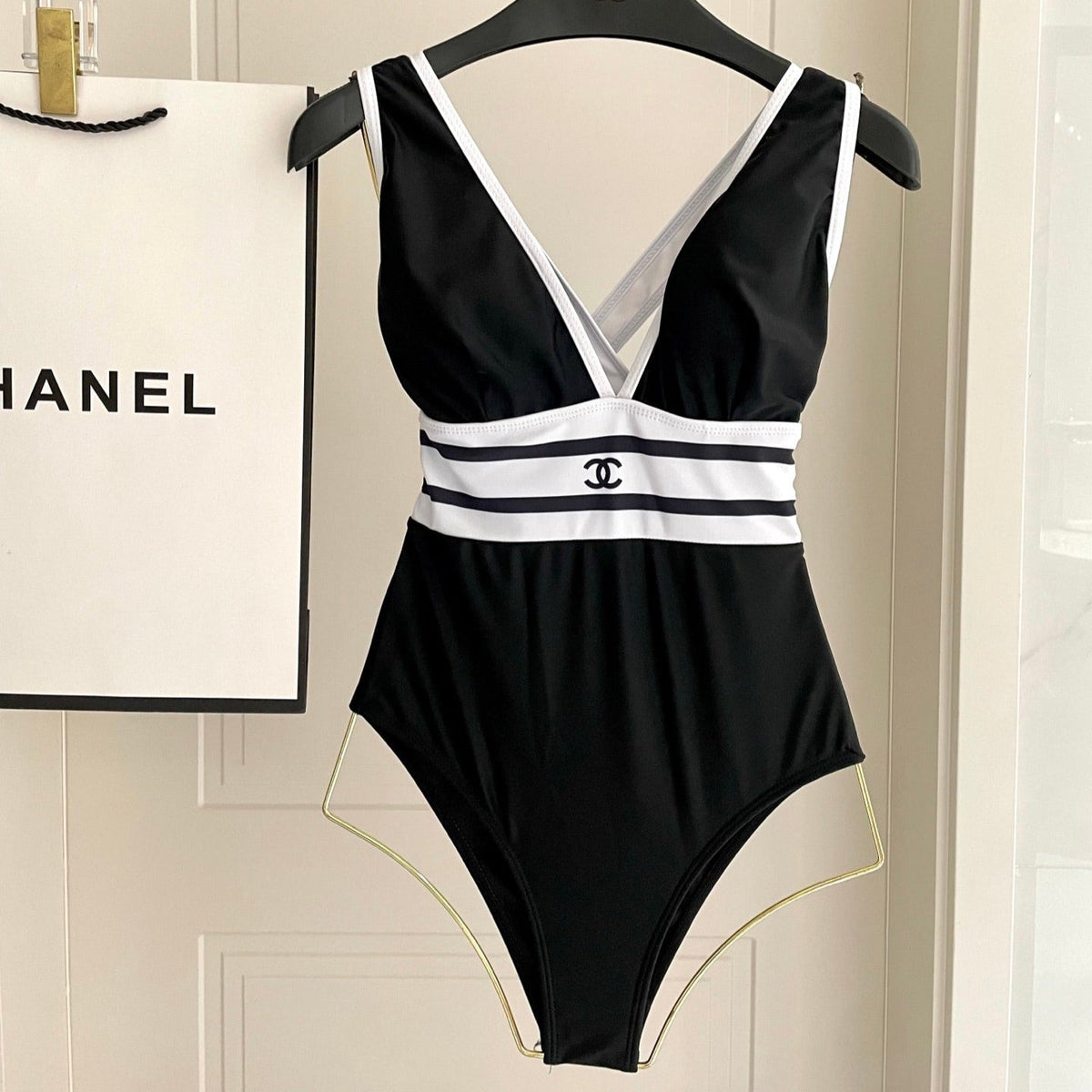 CC BIKINI SWIMSUIT SET BLACK WHITE 173343