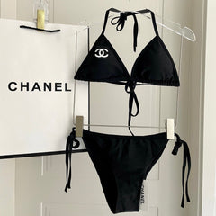 CC BIKINI SWIMSUIT SET IN BLACK EMBROIDERED LOGO 624564