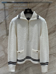 CHANEL 25S CASHMERE HALF-ZIP T-SHIRT 318