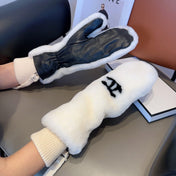 GLOVES IN WHITE RABBIT FUR AND LAMBSKIN 456404