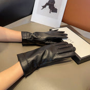 GLOVES IN BLACK EMBOSSED LAMBSKIN 423484