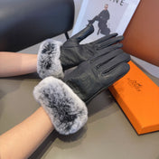 GLOVES IN BLACK DEERSKIN WITH RABBIT FUR 463888