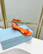 PRA TRIANGLE HEEL SATIN SANDALS BRIGHT ORANGE