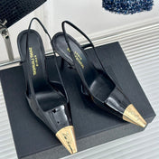 SL JEANNE SLINGBACK PUMPS BLACK POLISHED CALFSKIN
