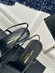 SL JEANNE SLINGBACK PUMPS BLACK POLISHED CALFSKIN