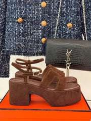 HM 25S JAM 30 HIGH-HEEL SANDAL IN DARK BROWN SUEDE