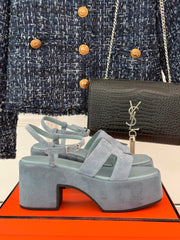 HM 25S JAM 30 HIGH-HEEL SANDAL IN STEEL BLUE GRAY SUEDE