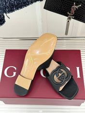 SLIDE SANDALS IN BURNT BLACK CALFSKIN