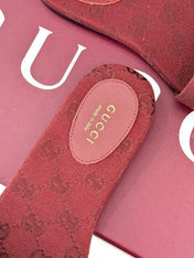 SLIDE SANDALS IN RED FABRIC EMBOSSED LOGO