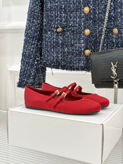 PRADA 25S DOUBLE STRAP BALLERINAS IN RED WINE SATIN