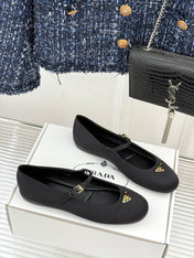 PRADA 25S BALLERINAS IN BLACK SATIN
