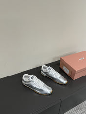PLUME NAPPA SNEAKERS IN SILVER LAMBSKIN