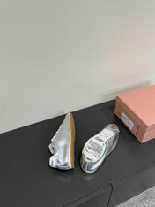 PLUME NAPPA SNEAKERS IN SILVER LAMBSKIN