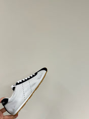 PLUME SNEAKERS IN WHITE NAPPA LAMBSKIN AND NAVY SUEDE