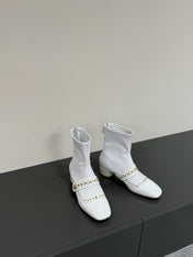 BELLE-D HEELED ANKLE BOOT WHITE PATENT CALFSKIN