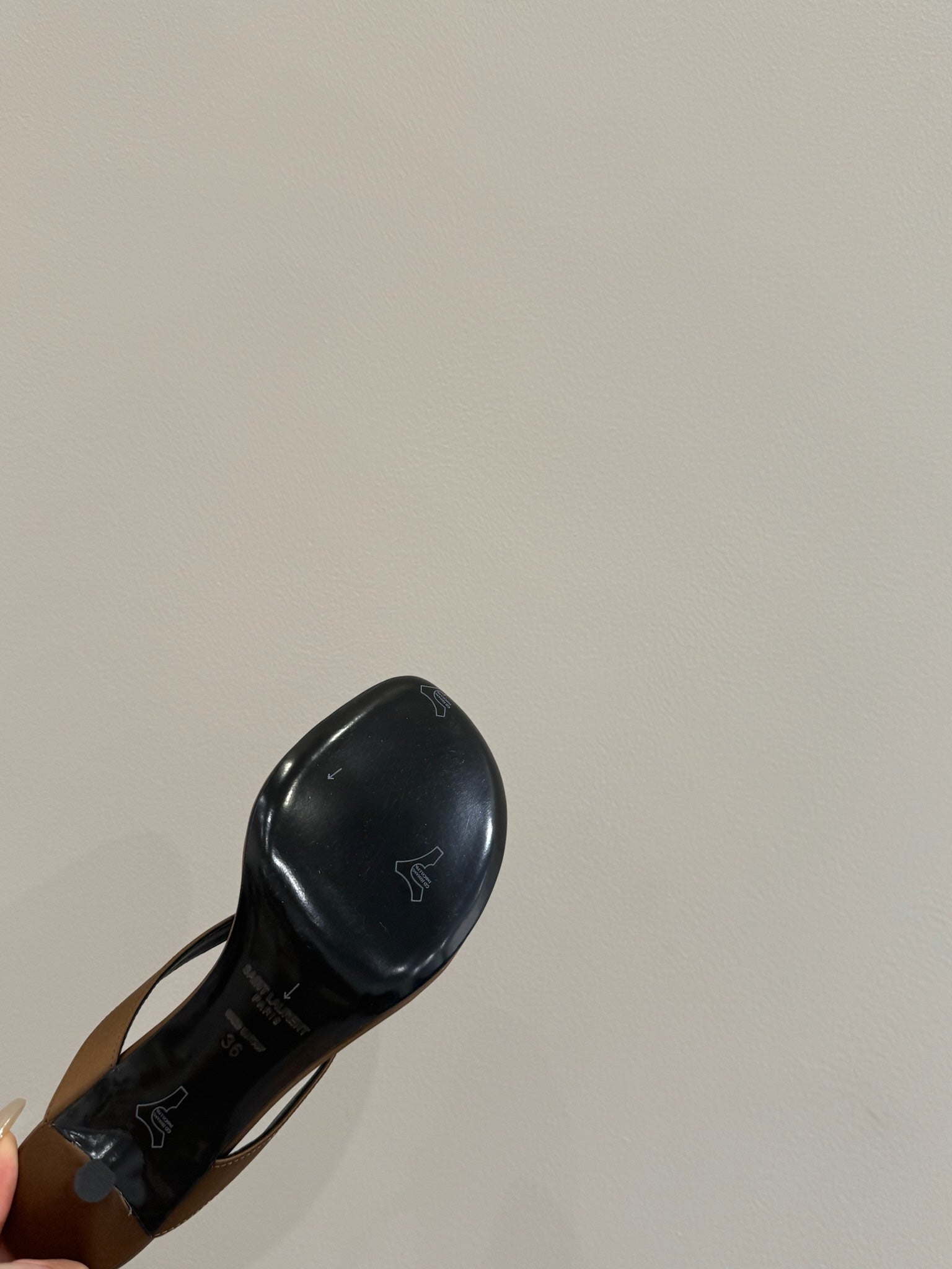 YSL HEELED THONG SANDALS 25S IN BROWN SATIN WITH CRYSTAL