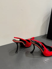 YSL HIGH SLINGBACK 25S IN RED GLOSSY LAMBSKIN