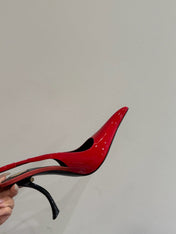 YSL HIGH SLINGBACK 25S IN RED GLOSSY LAMBSKIN