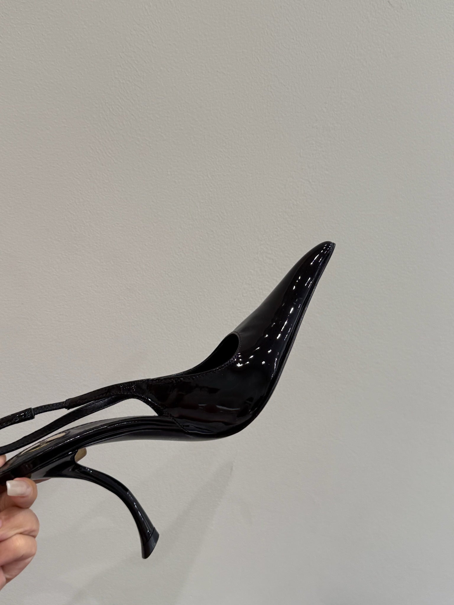 YSL HIGH SLINGBACK 25S IN BLACK GLOSSY LAMBSKIN