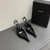YSL HIGH SLINGBACK 25S IN BLACK GLOSSY LAMBSKIN