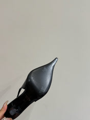 YSL HIGH SLINGBACK 25S IN BLACK GLOSSY LAMBSKIN