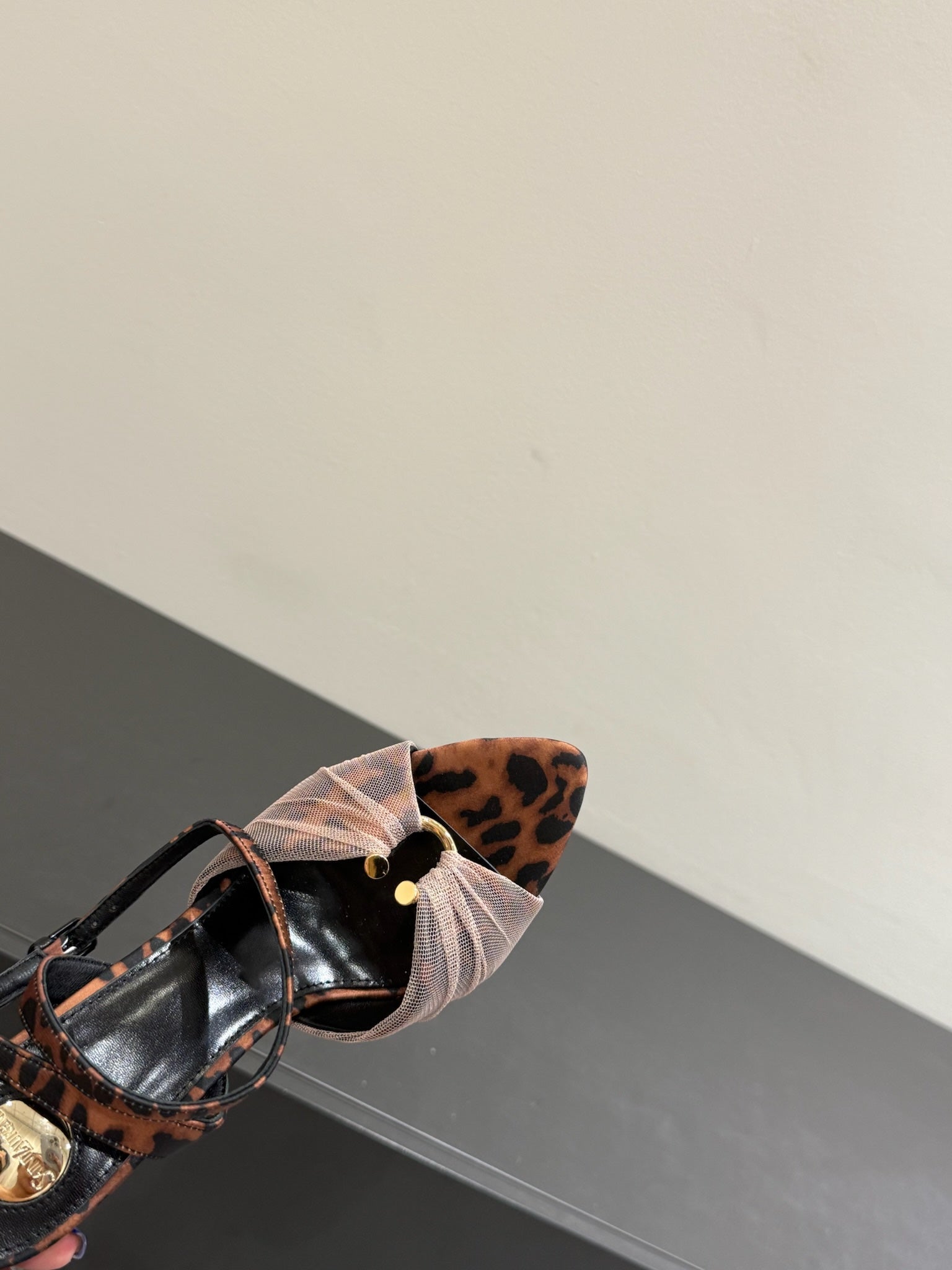 YSL HEELED SANDALS 25S 100 MM IN LEOPARD PRINT LAMBSKIN