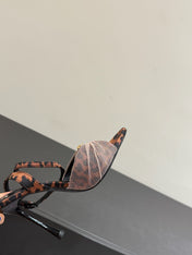 YSL HEELED SANDALS 25S 100 MM IN LEOPARD PRINT LAMBSKIN