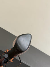 YSL HEELED SANDALS 25S 100 MM IN LEOPARD PRINT LAMBSKIN