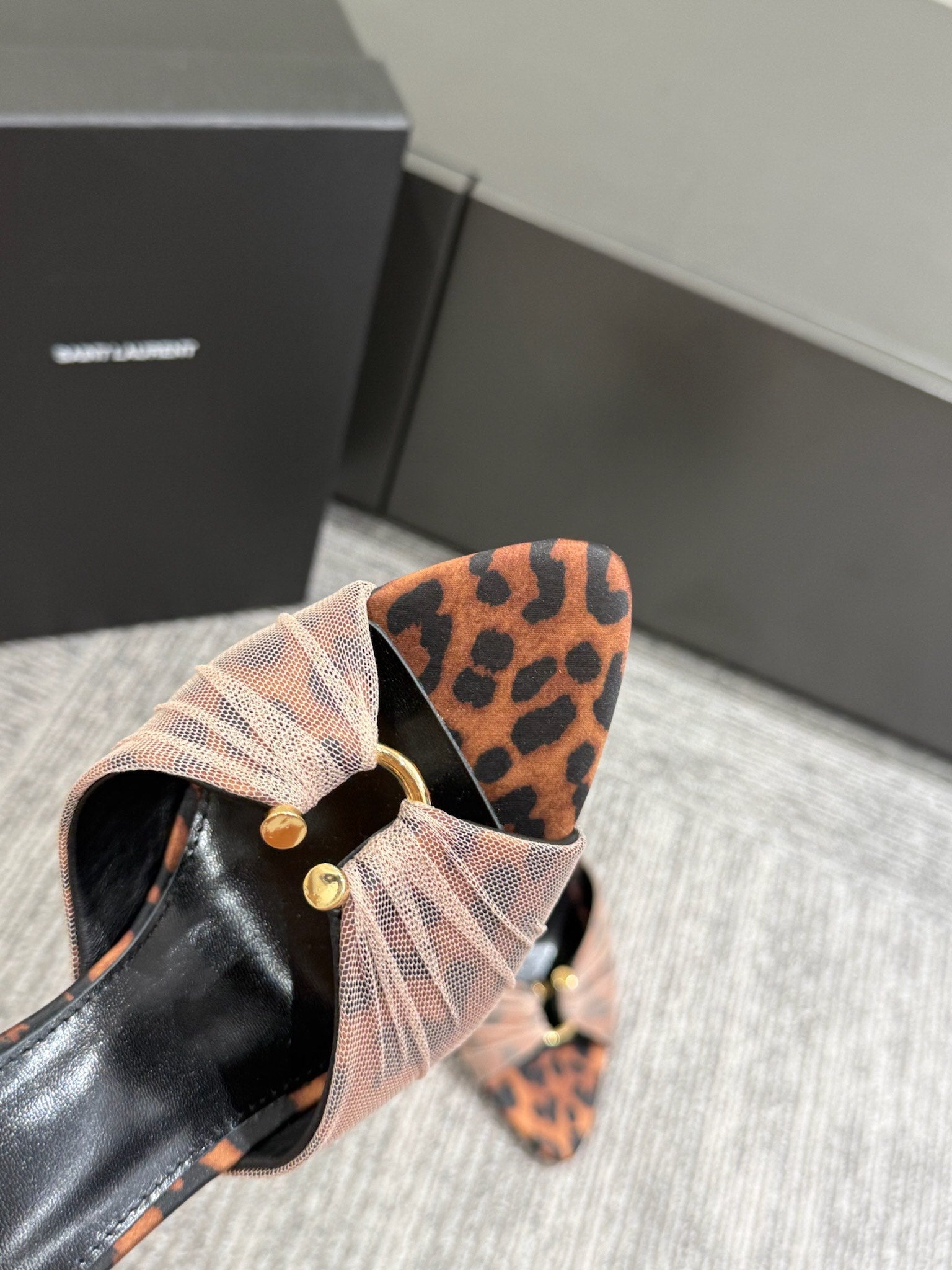 YSL HIGH HEEL 25S 100 MM IN LEOPARD PRINT LAMBSKIN