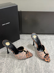 YSL HIGH HEEL 25S 100 MM IN LEOPARD PRINT LAMBSKIN