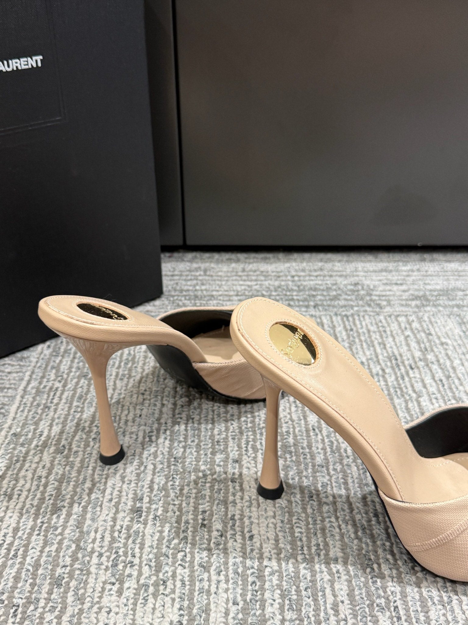 YSL HIGH HEEL 25S 100 MM IN BEIGE LAMBSKIN