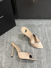 YSL HIGH HEEL 25S 100 MM IN BEIGE LAMBSKIN