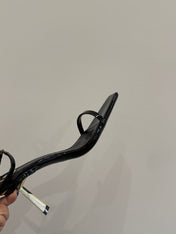 YSL KITTEN HEEL SANDALS 25S IN BLACK GLOSSY LAMBSKIN