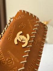 CHANEL 25S FLAP BAG 34 IN BROWN CALFSKIN WITH GOLD HARDWARE