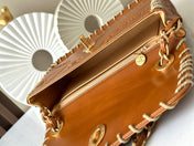 CHANEL 25S FLAP BAG 34 IN BROWN CALFSKIN WITH GOLD HARDWARE