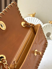 CHANEL 25S FLAP BAG 34 IN BROWN CALFSKIN WITH GOLD HARDWARE