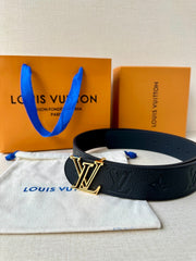 LV 25S BELT 40 MM IN BLACK CALFSKIN WITH GOLD HARDWARE 593266