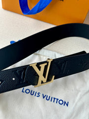 LV 25S BELT 40 MM IN BLACK CALFSKIN WITH GOLD HARDWARE 593267