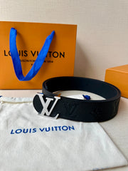 LV 25S BELT 40 MM IN BLACK CALFSKIN WITH SILVER HARDWARE 593267