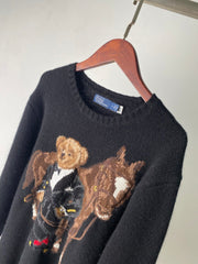 RALPH LAUREN 25S CREW NECK KNIT SWEATER WITH BEAR EMBROIDERY 203