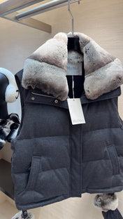 MAX MARA 25S VEST WITH RABBIT FUR COLLAR 057