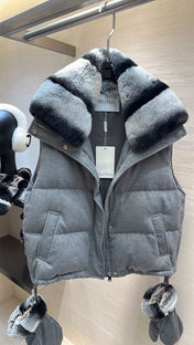 MAX MARA 25S VEST WITH RABBIT FUR COLLAR 058