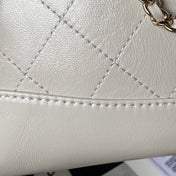 CHANEL 25S TOP HANDLE 20 CM IN CREAM WHITE LAMBSKIN