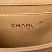 CHANEL 25S MINI FLAP BAG 22 IN TAN BROWN CALFSKIN GOLD HARDWARE